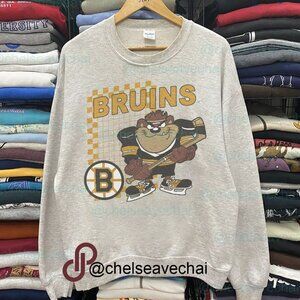 Vintage Boston Bruins Taz Looney Tunes Hockey Sweatshirt NHL Boston Bruins Shirt